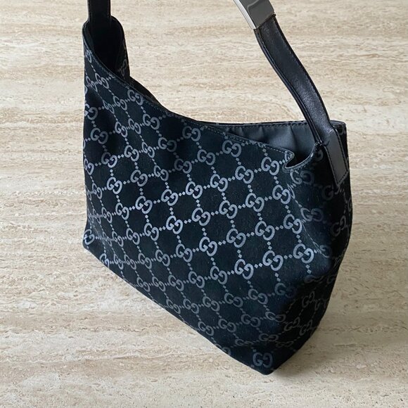 Vintage Gucci Tom Ford-era Guccissima Suede Metal Handle Hobo Bag - Picture 3 of 14